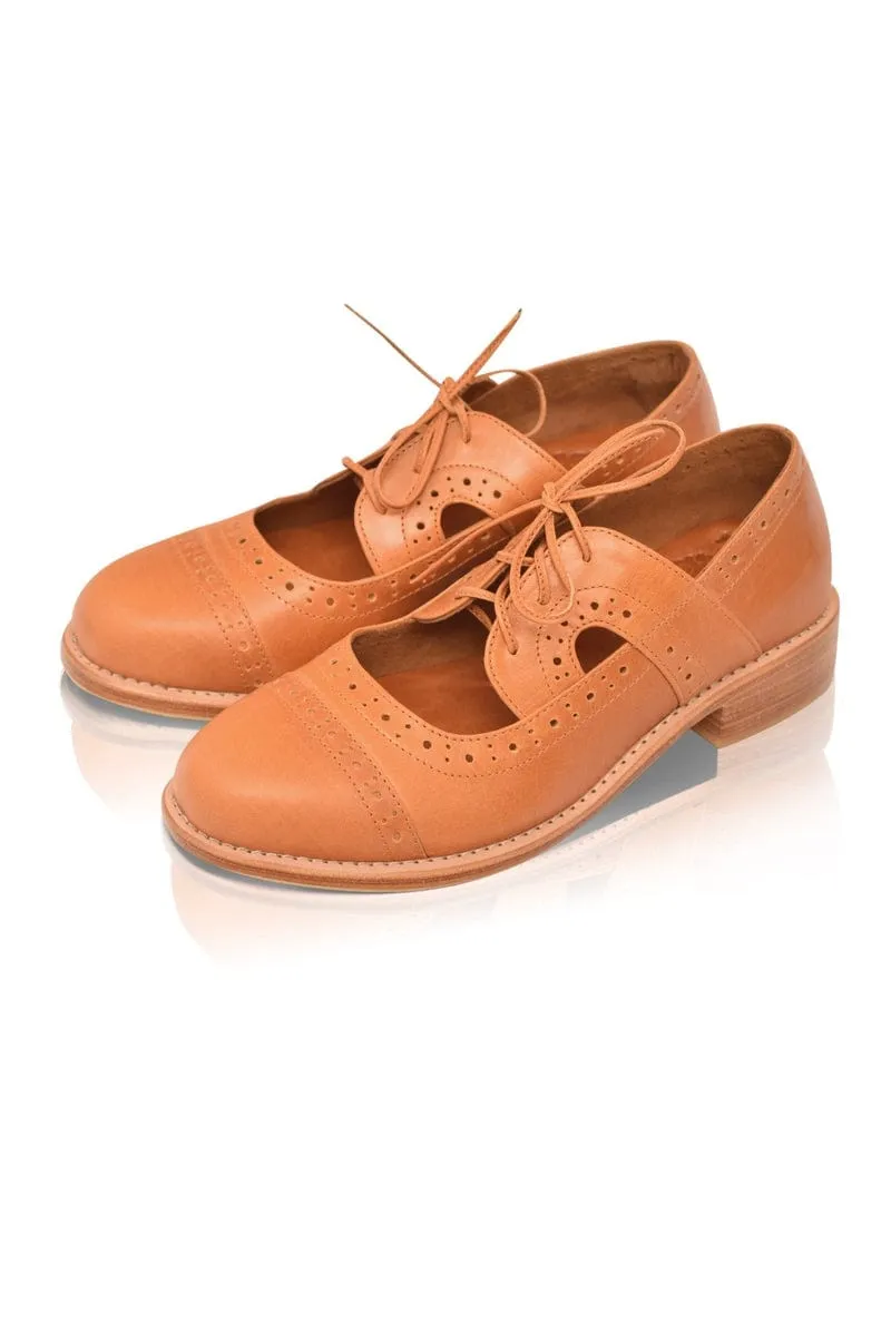 Scandinavia Leather Oxfords in Dark Tan