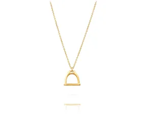 Small Stirrup Bit Charm Necklace | Gold