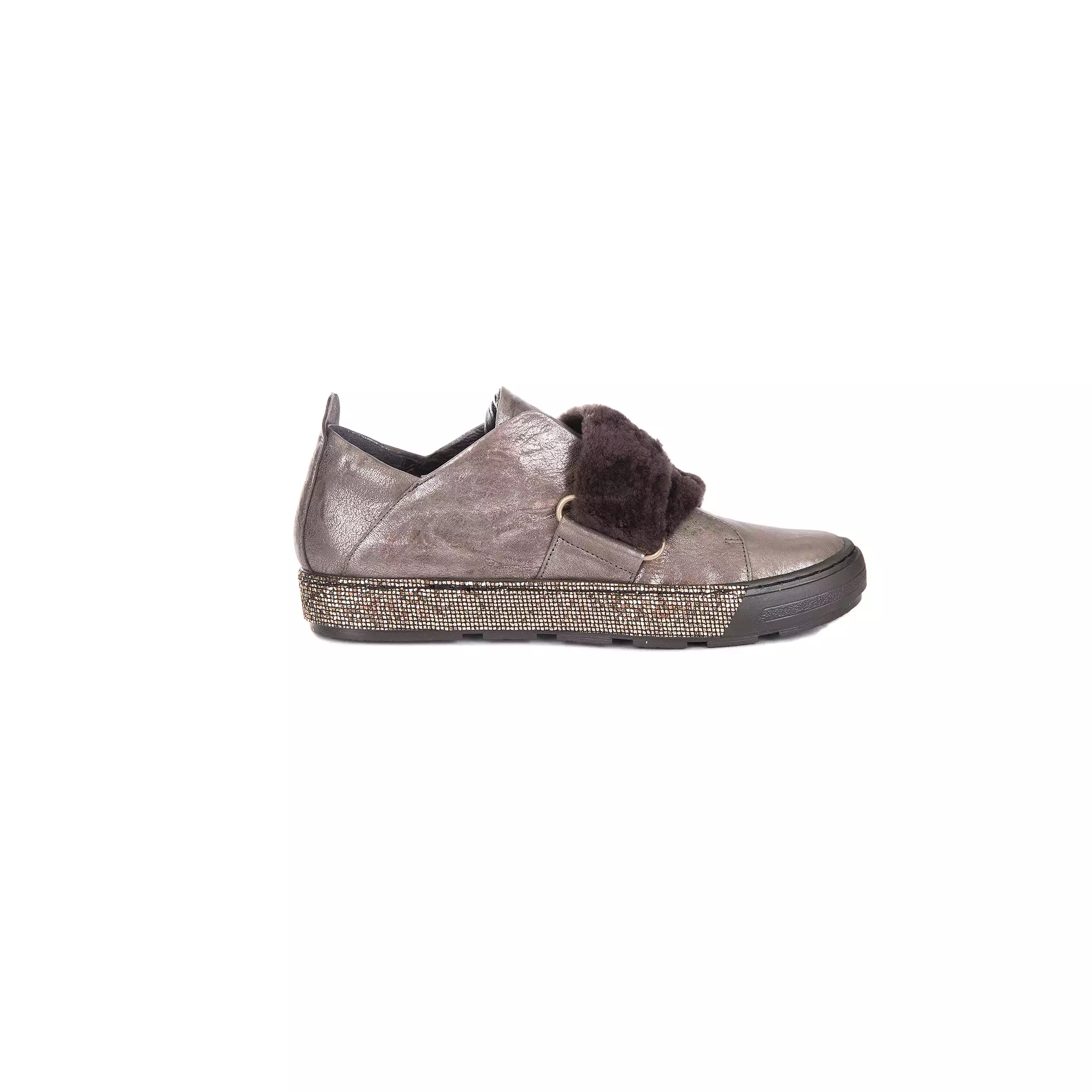 Sneaker Fur Metal Wash Grey Brown