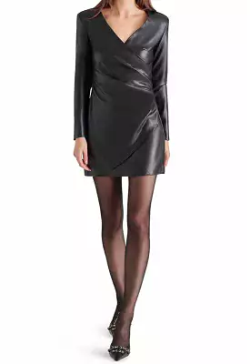 Steve Madden - Sandy Long Sleeve Faux Leather Dress Black