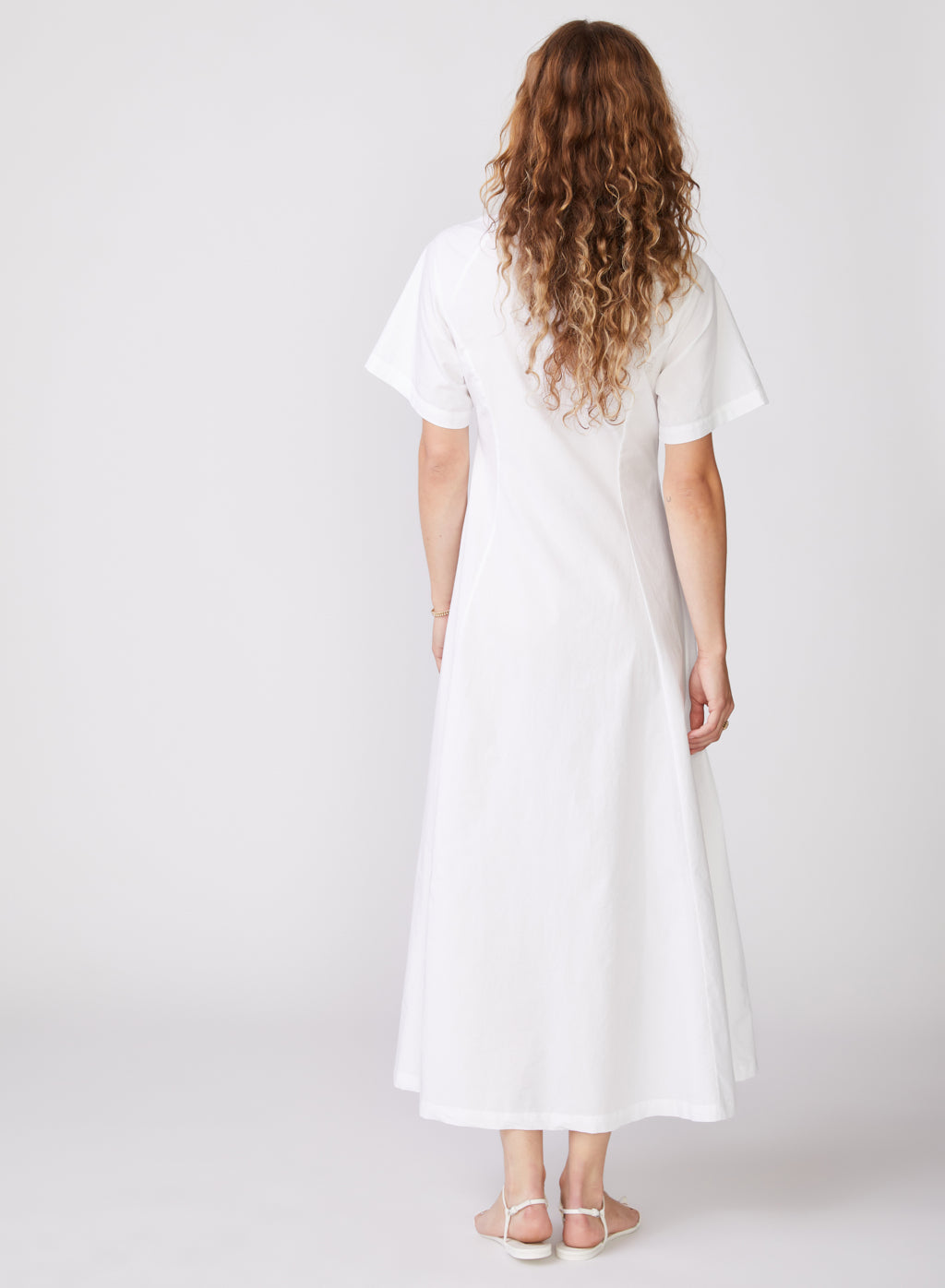 Structured Poplin Maxi Shirt Dress in White