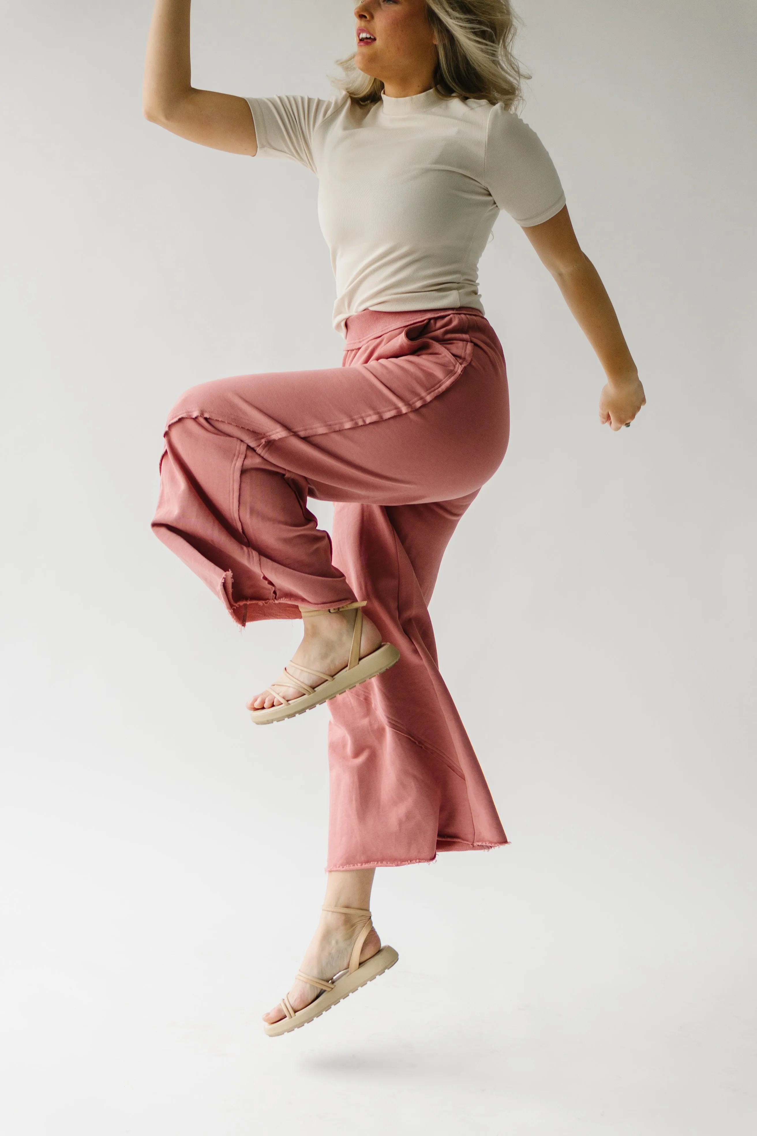 The Siggy Wide Leg Knit Pants in Rose