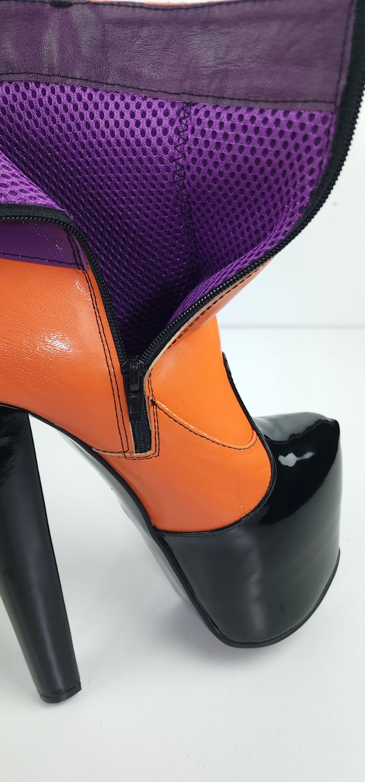 Tri-Color Belted Chunky Heel Rocker Boots