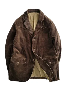 Vintage Corduroy Double-Pocket Lapel Single-Breasted Jacket