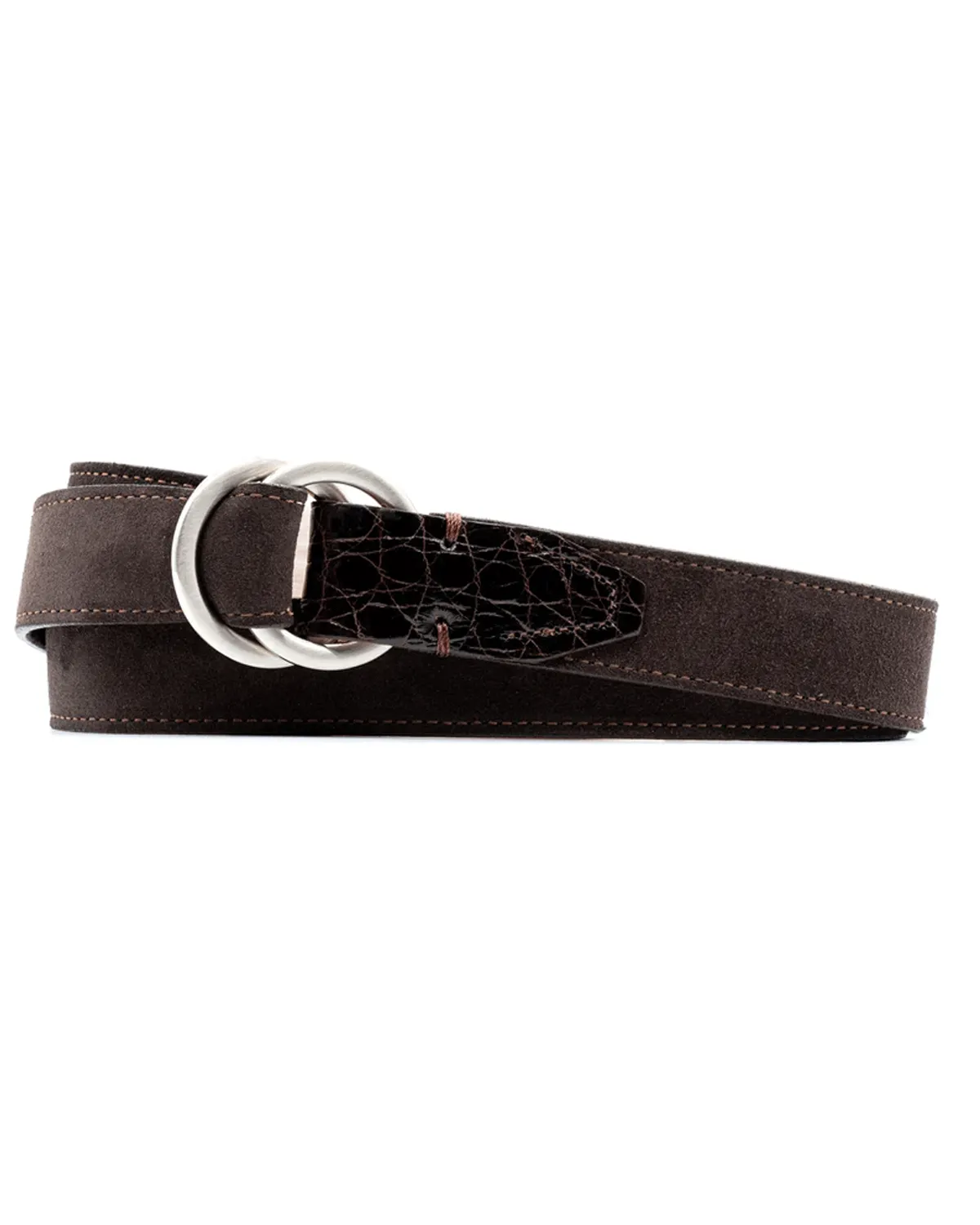 Walnut O-Ring Harrison Suede Belt