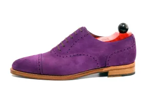 Windermere - MTO - Purple Suede / Natural Edge Trim - TMG Last - Double Leather Sole