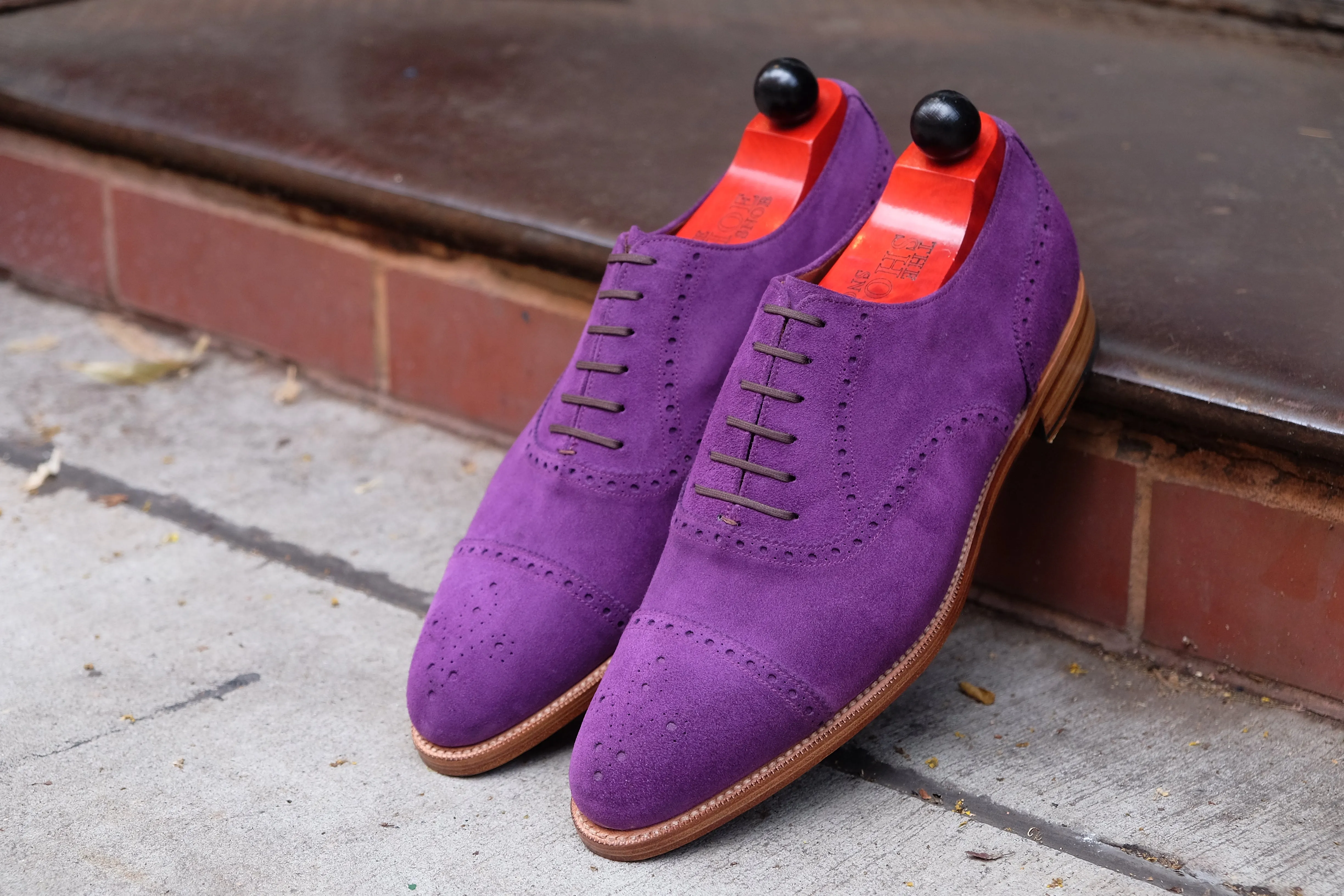 Windermere - MTO - Purple Suede / Natural Edge Trim - TMG Last - Double Leather Sole