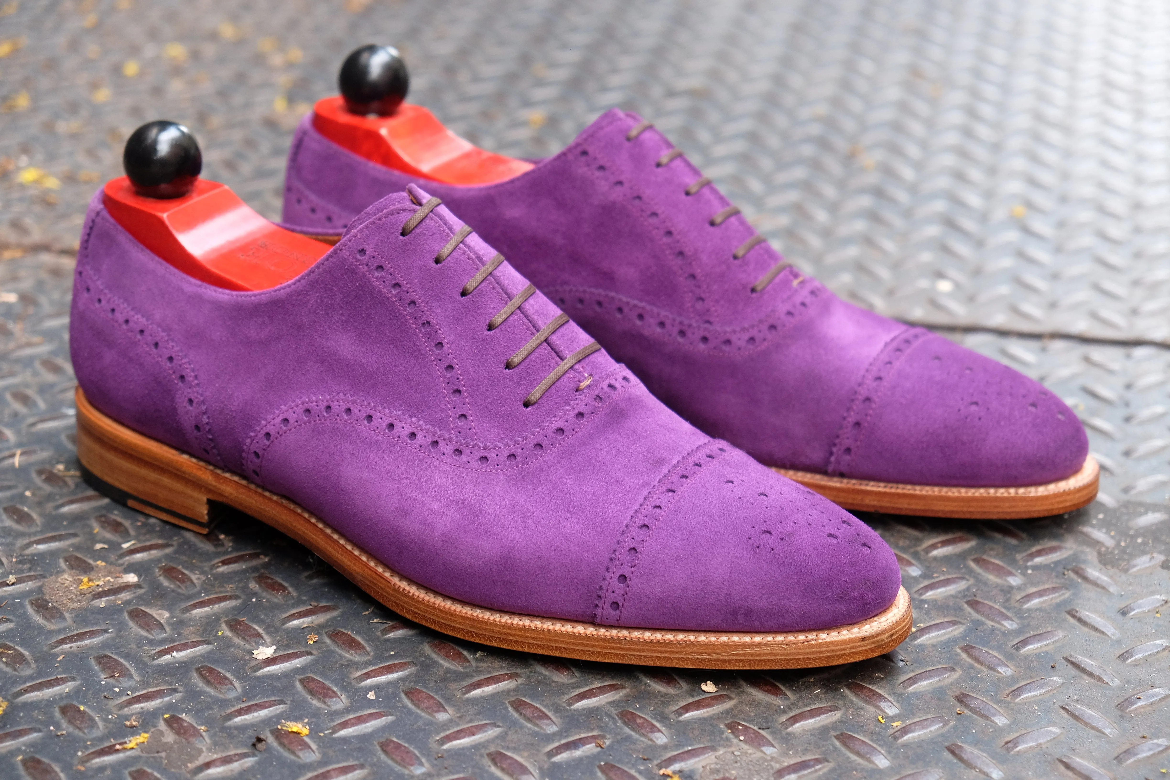 Windermere - MTO - Purple Suede / Natural Edge Trim - TMG Last - Double Leather Sole